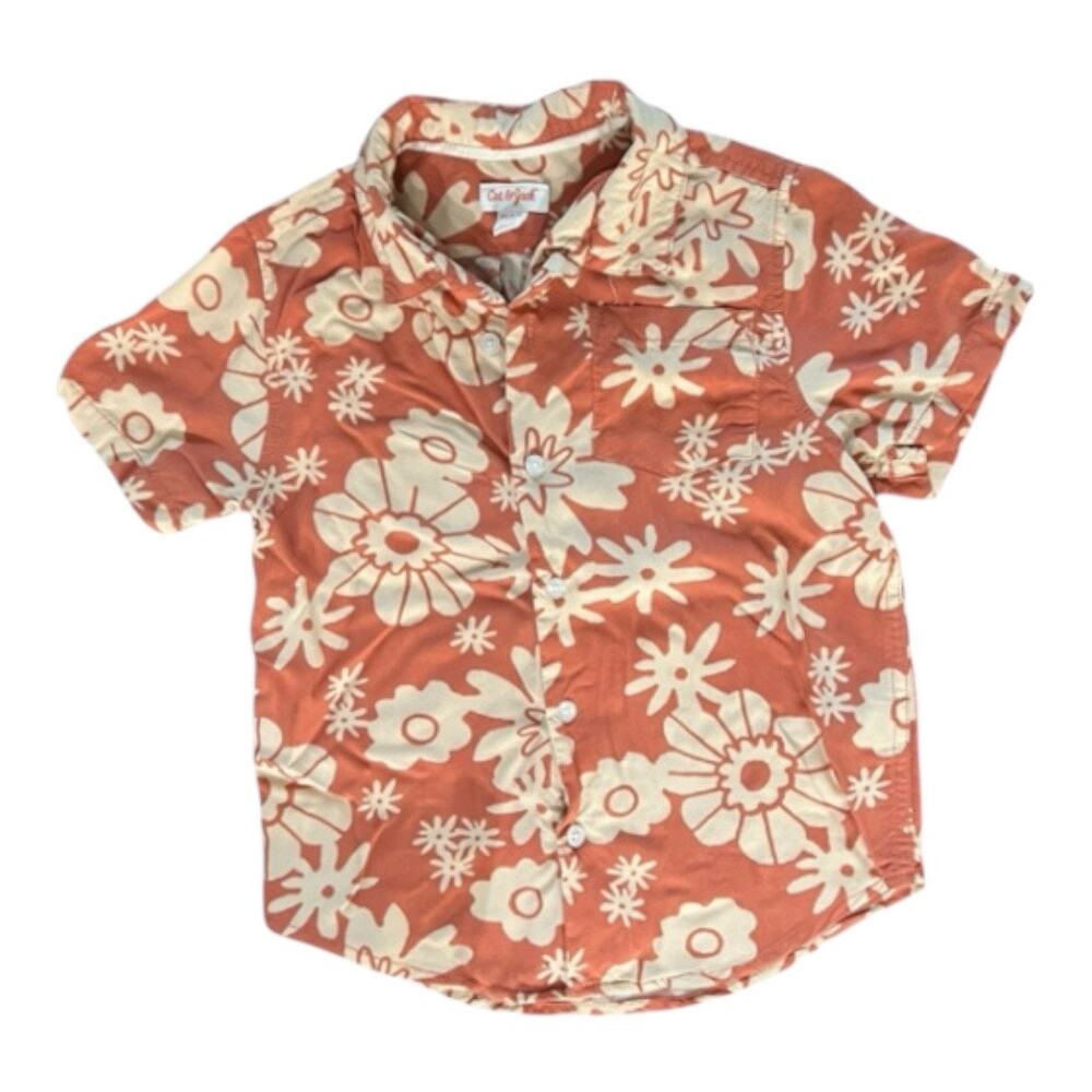 CAT & JACK Tropical Kid’s Short-sleeve Button-up Size XS 4/5